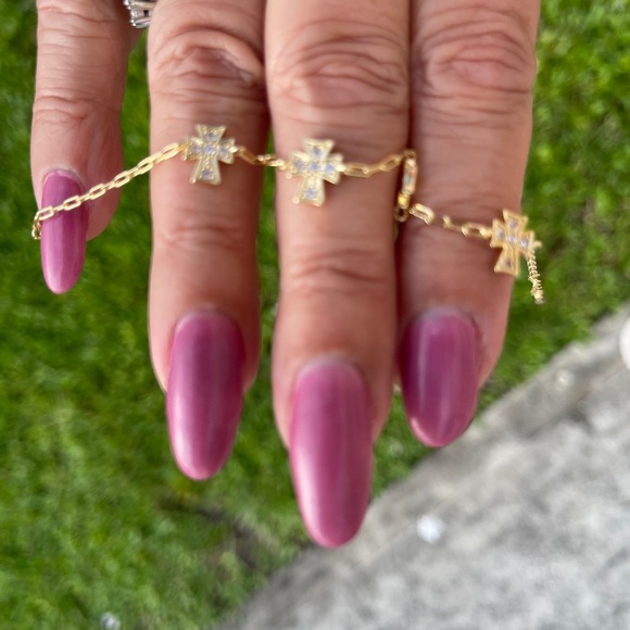 Aurora Gold Plated Cross Charm Tennis Bracelet 7.5” - Picture 9 of 11